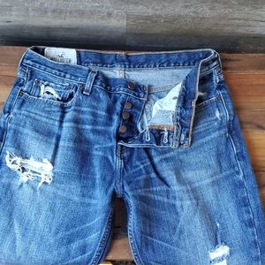 Hollister Mens Distressed button fly jeans